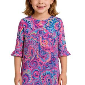 Lilly Pulitzer Girls Psychedelic Print Sophie Dress L 8-10 100% Cotton